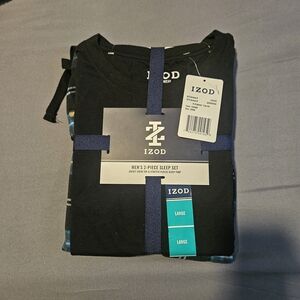 Izod Men's Black Short Sleeve Tee with Teal Accents